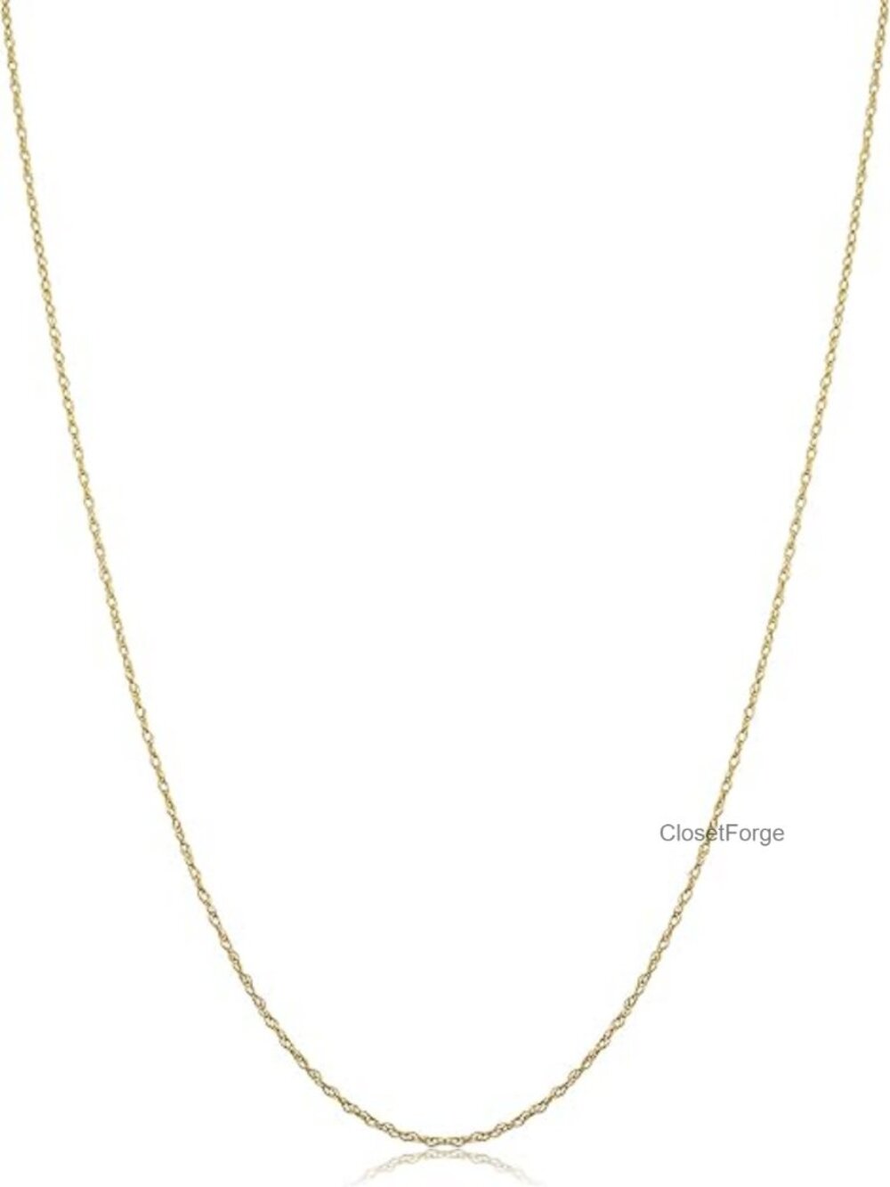 10k Yellow Gold Rope Chain Necklace 16 Inch Thin Lightweight Barely There